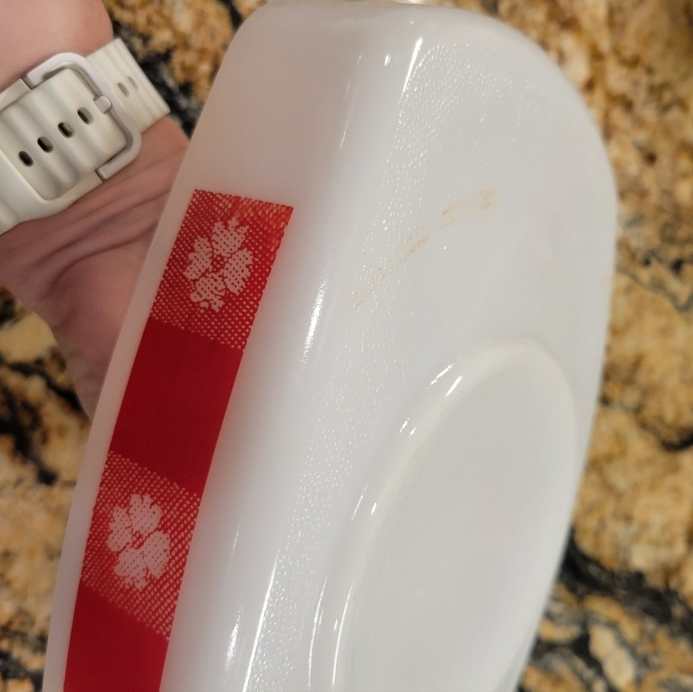 Vintage Federal Red Gingham Loaf Pan Oven Proof USA - Picture 6 of 10